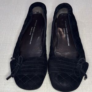 Attilio Giusti Leombruni Quilted Black Suede Flats